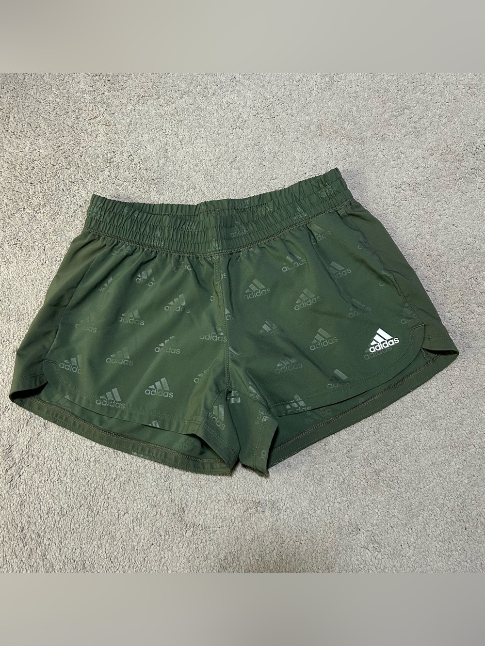 adidas Women's Green Elastic-Waist Athletic Shorts